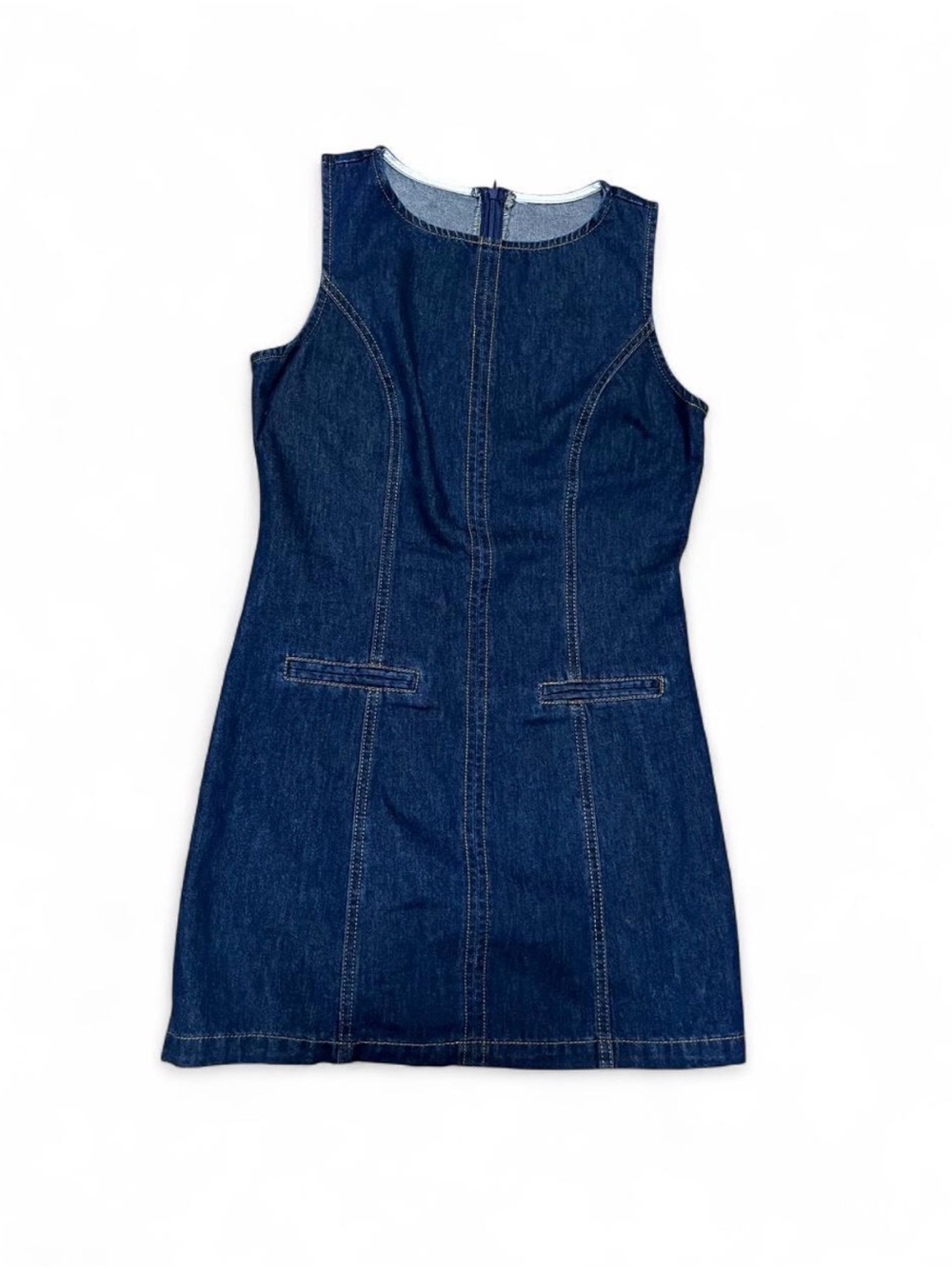 Commense Sleeveless Dark Blue Denim Mini Dress